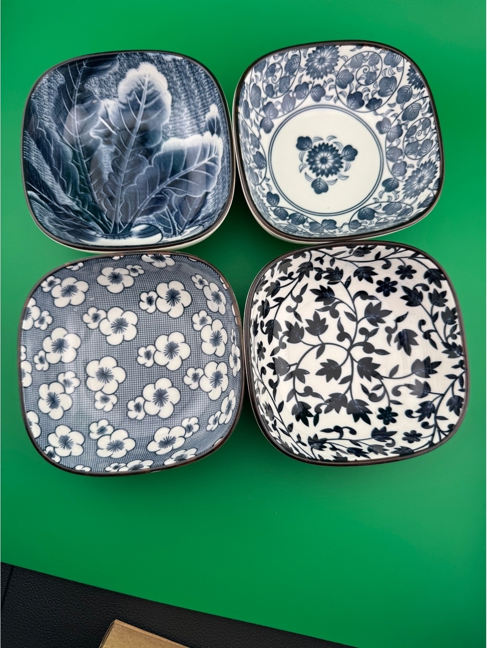 Blue & White Ceramic Bowls - Set of 4